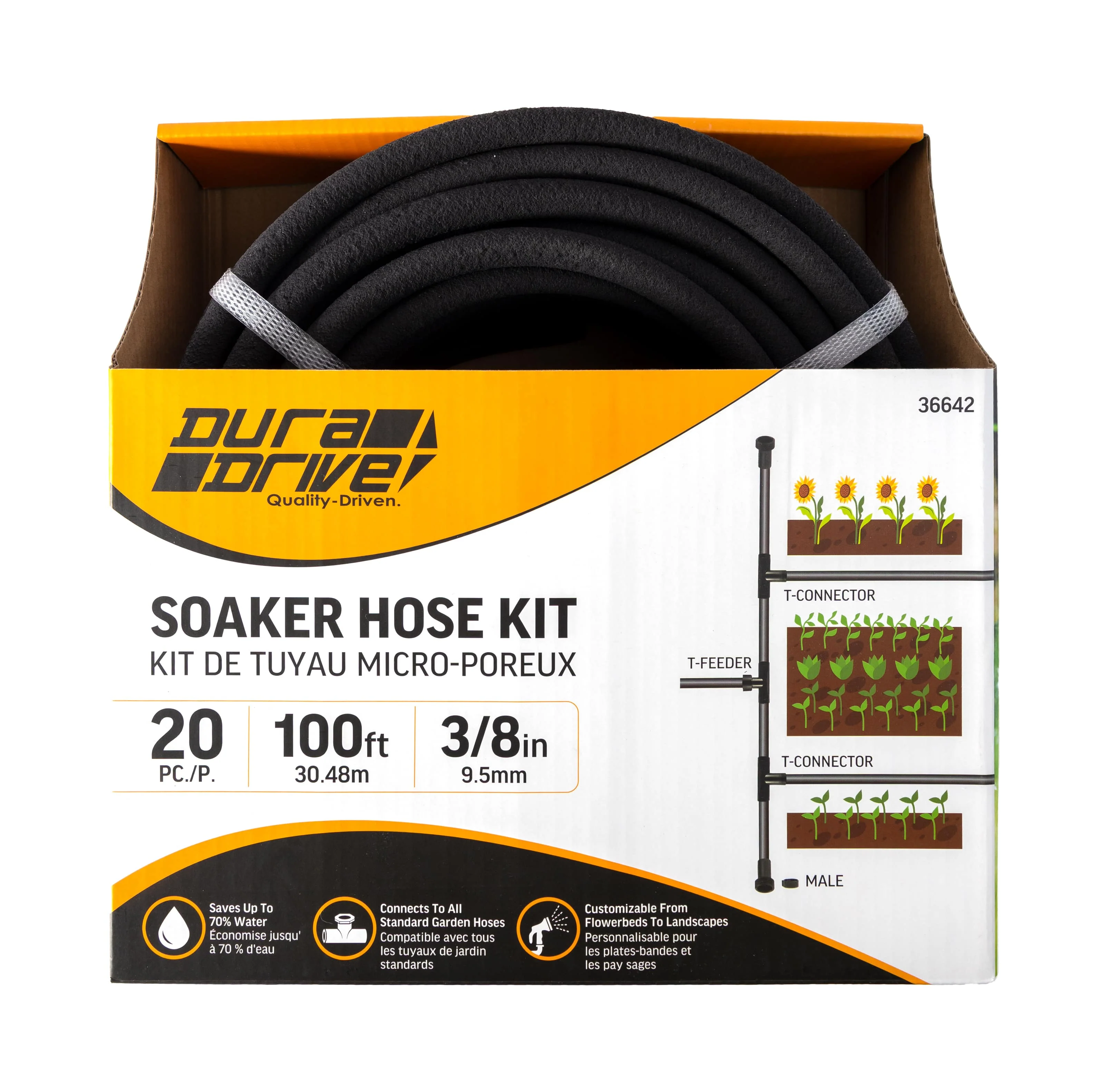 DuraDrive 3/8 in. x 100 ft. Black Soaker Hose Kit (20-Pieces) - Image 2