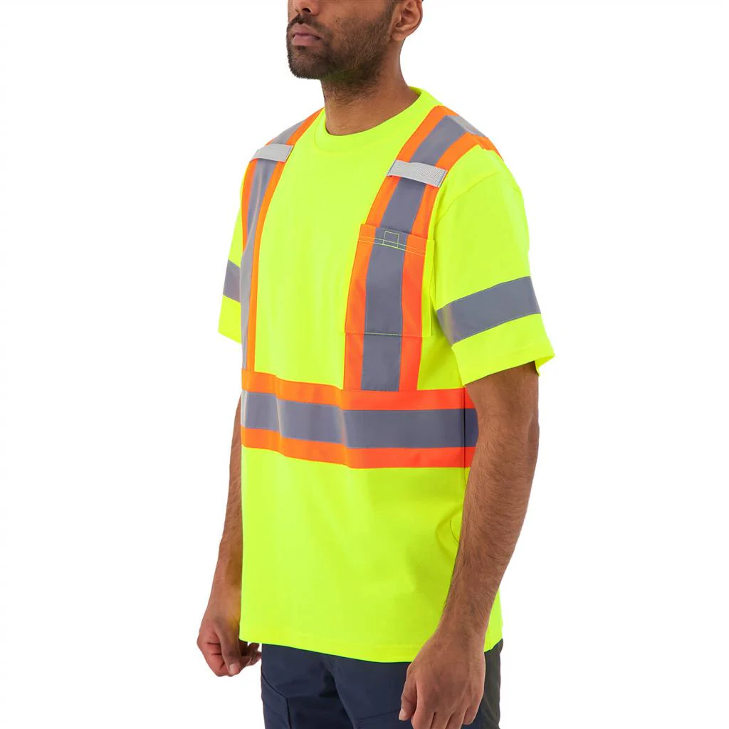 DuraDrive Men's Deluxe Yellow Hi-Vis Short Sleeve Cotton Rich Safety T-Shirt - Image 2