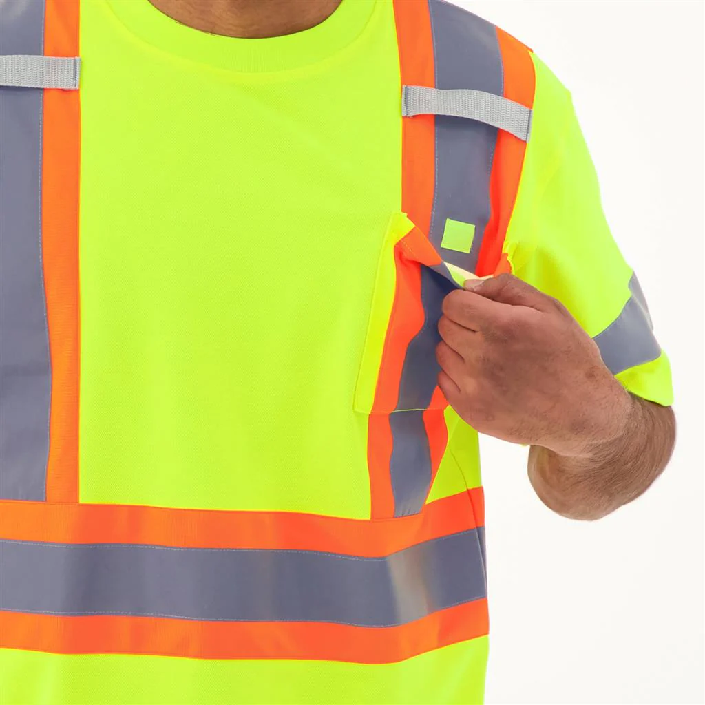 DuraDrive Men's Deluxe Yellow Hi-Vis Short Sleeve Cotton Rich Safety T-Shirt - Image 4