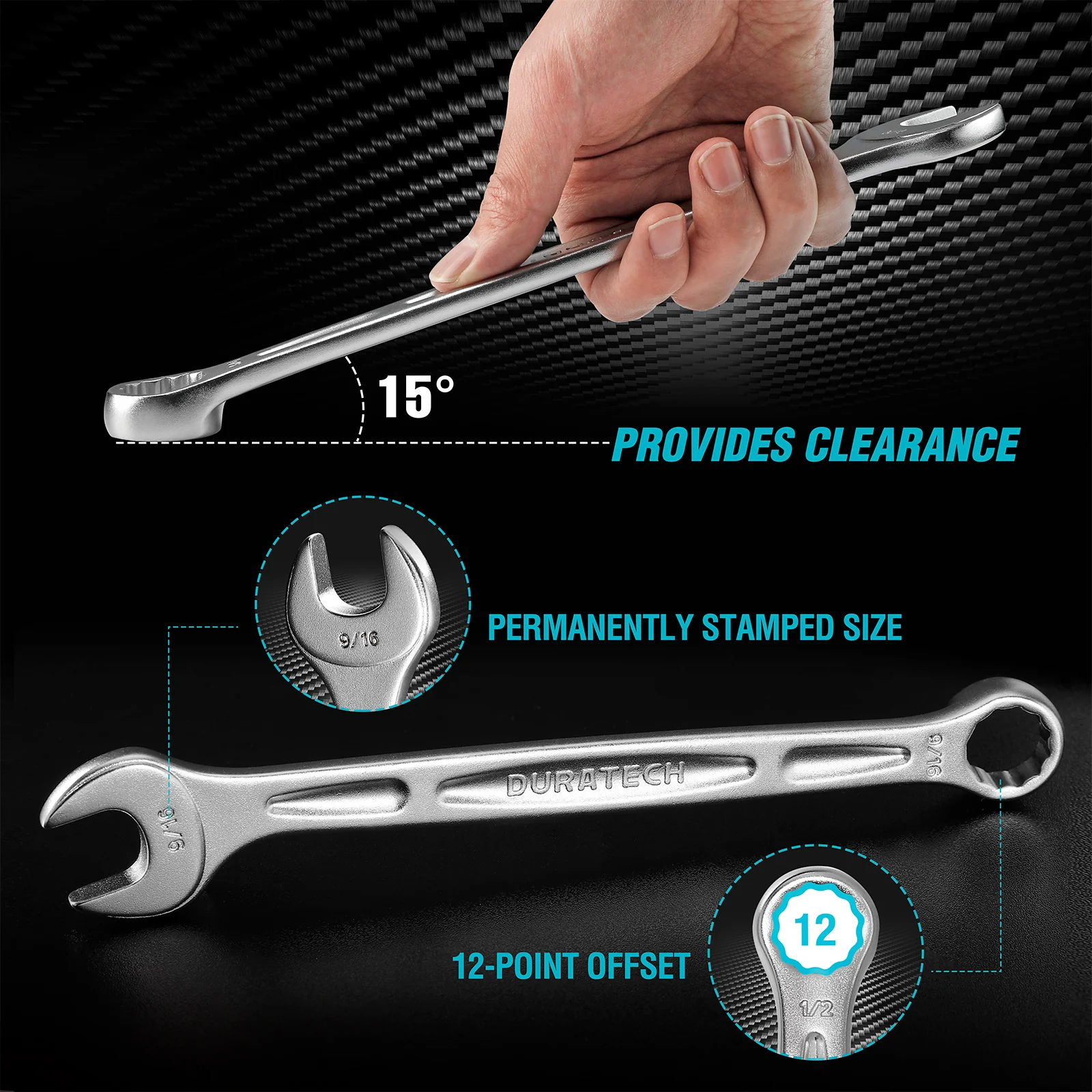 Duratech DT402050 Combination Wrench Imperial Crv Set 8Pc - Image 3