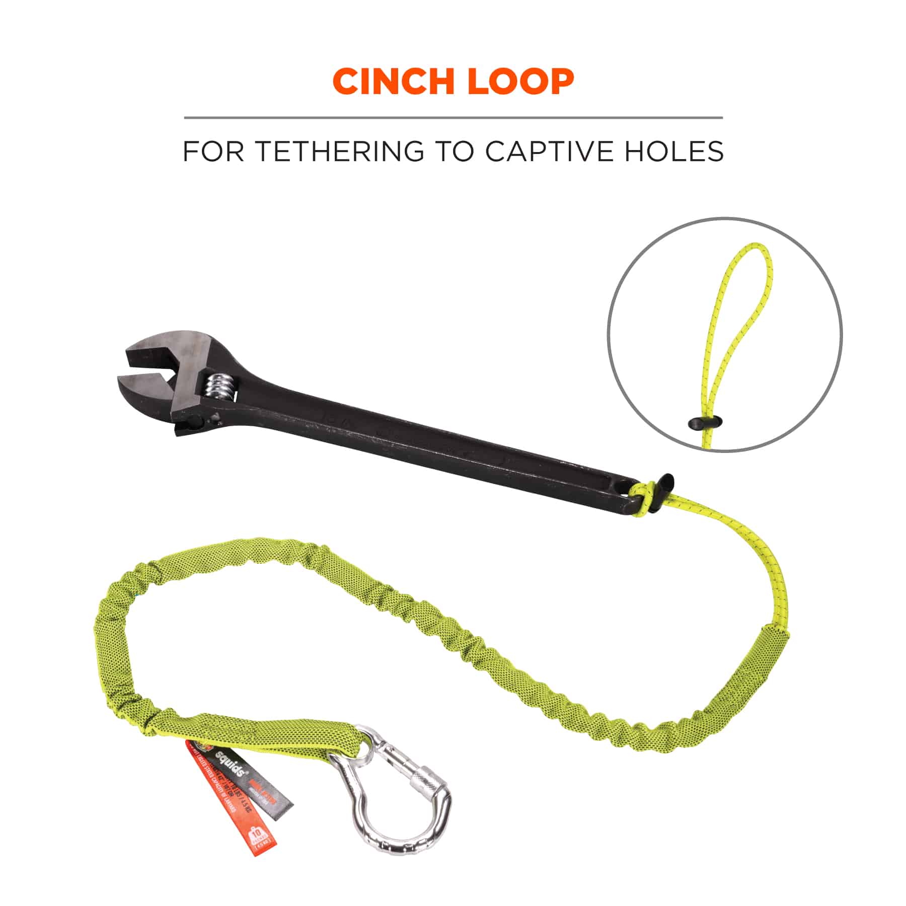 Ergodyne Squids 19003 10 lb 1 Legs Carabiner Standard Tool Lanyard with Carabiner and Cinch Loop - Image 5