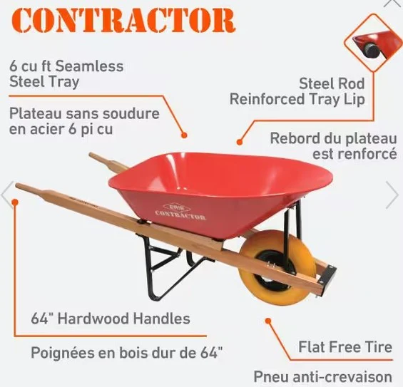 ERIE 6 cu. ft. Steel Tray Wheelbarrow with Flat-Free Tire - Image 5