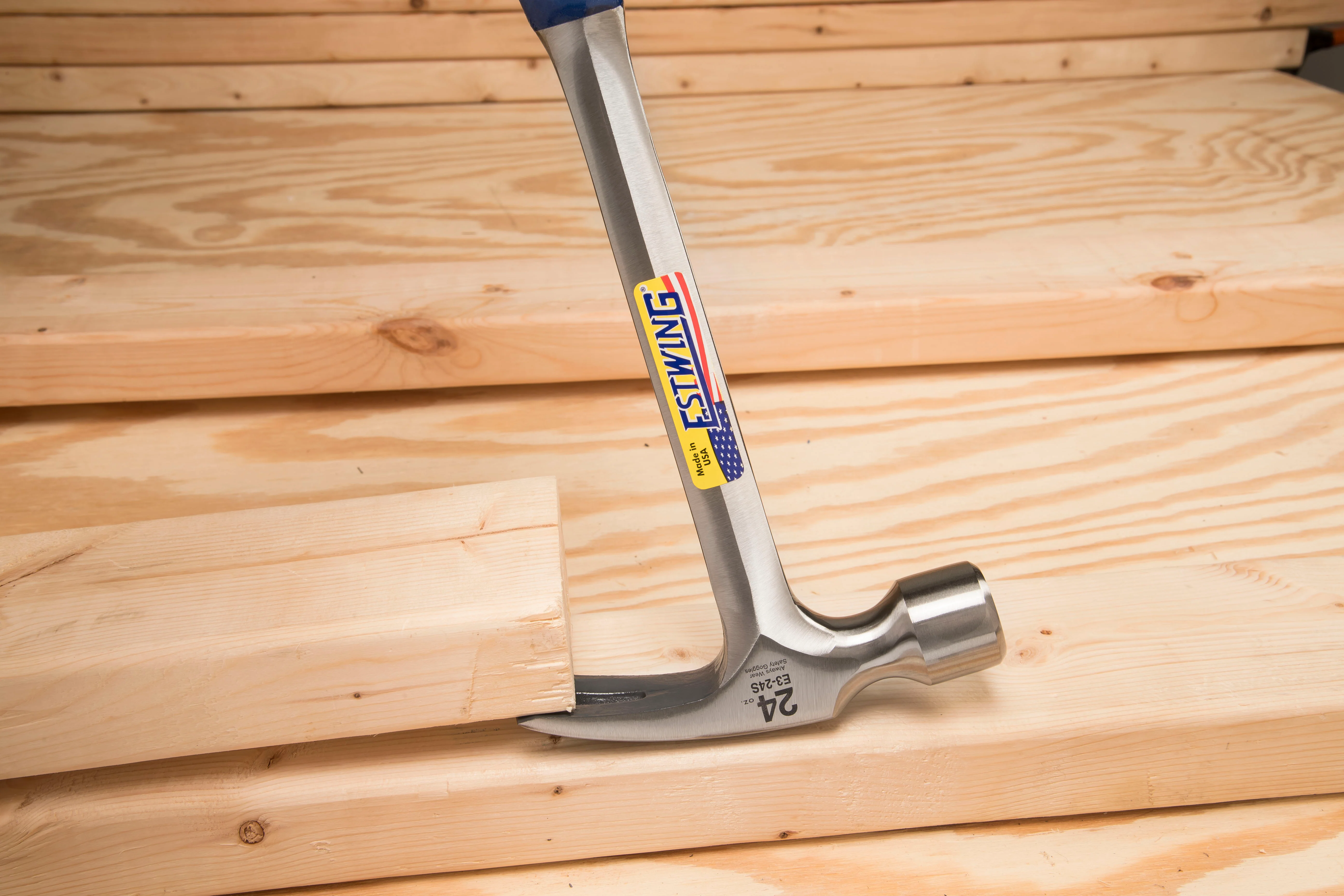 Estwing E3-24S 24 oz. x 16 in. Smooth Face BLUE SHOCK REDUCTION GRIP Solid Steel Straight Claw Framing Hammer - Image 7