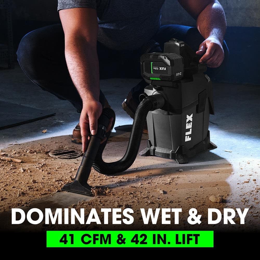 Flex FX5221-Z 1.6 gal Dry 0.8 gal Wet 41 cfm HEPA Brushless Wet/Dry Vacuum (Tool Only) - Image 6