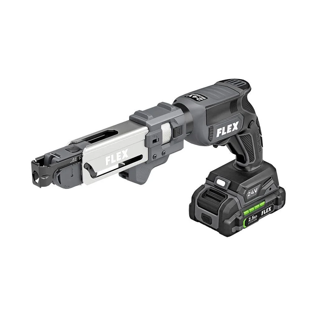 Flex FXM203-2A 24V Drywall Screw Gun W/Magazine & Cutout Tool Kit 2 x 2.5 Ah - Image 2