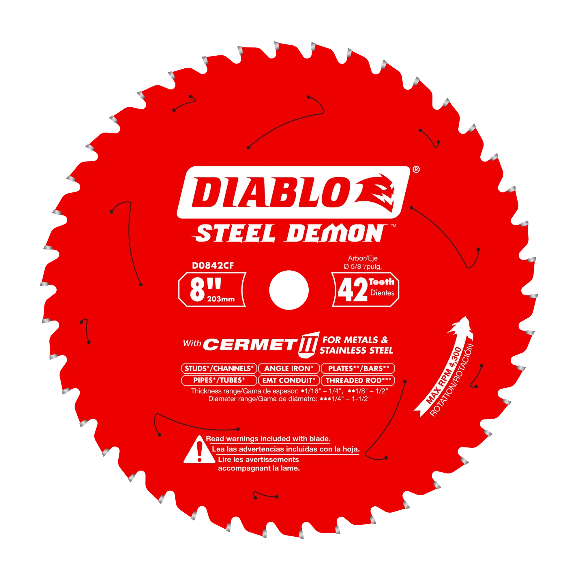 Diablo Steel Demon D0842CF 8" x 42T Cerment II Thick Metal Saw Blade