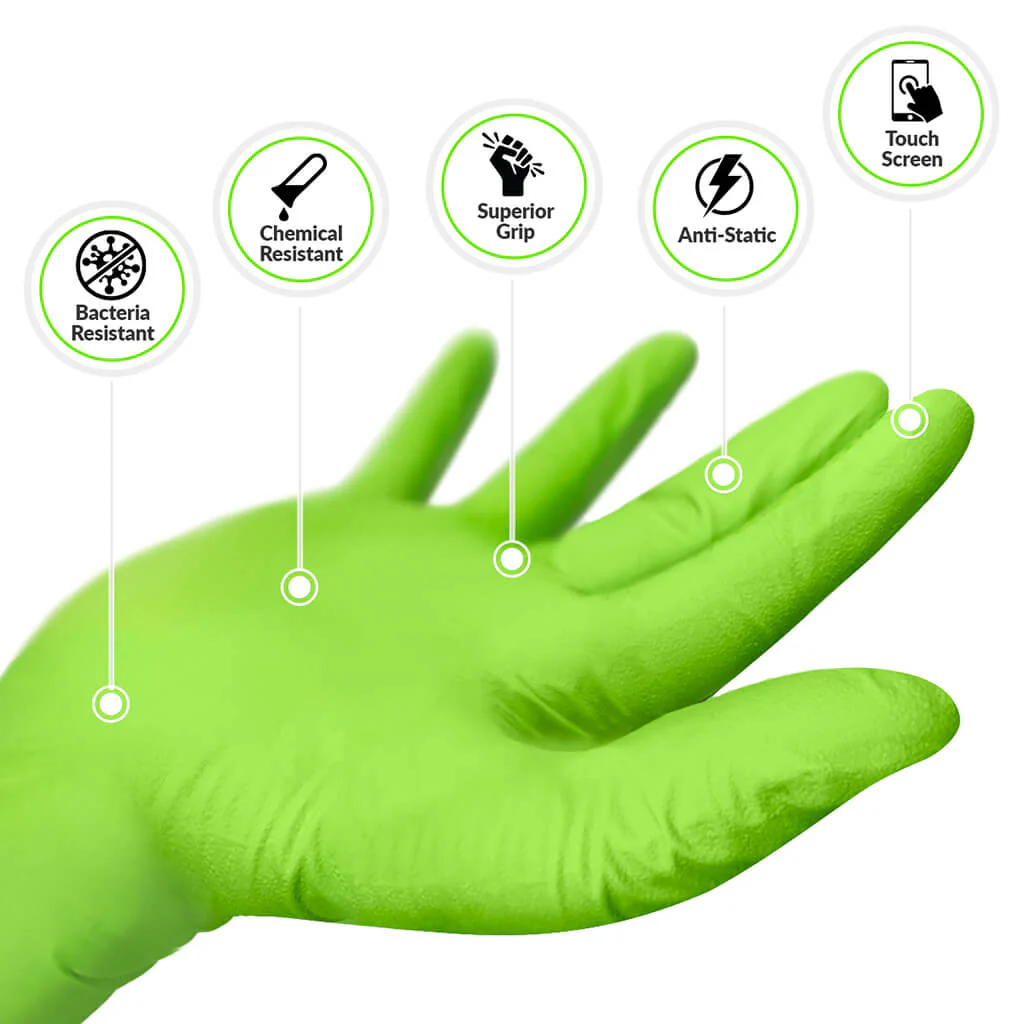 Gekko 8 mil Textured Grip Rolled Cuff Disposable Nitrile Glove (50-Pack) - Image 4