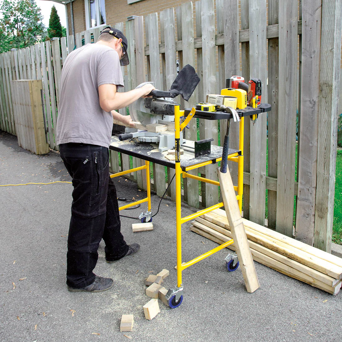 Metaltech-Omega I-IMCNAT 500 lb (250 lb/Platform) 10-21.5-33 in 14 Gauge Steel Scaffold Work Platform - Image 6