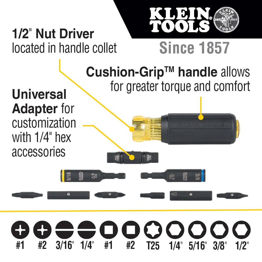 Klein 32500HD 11-In-1 Ratcheting Screwdriver & Nut Driver - Image 10
