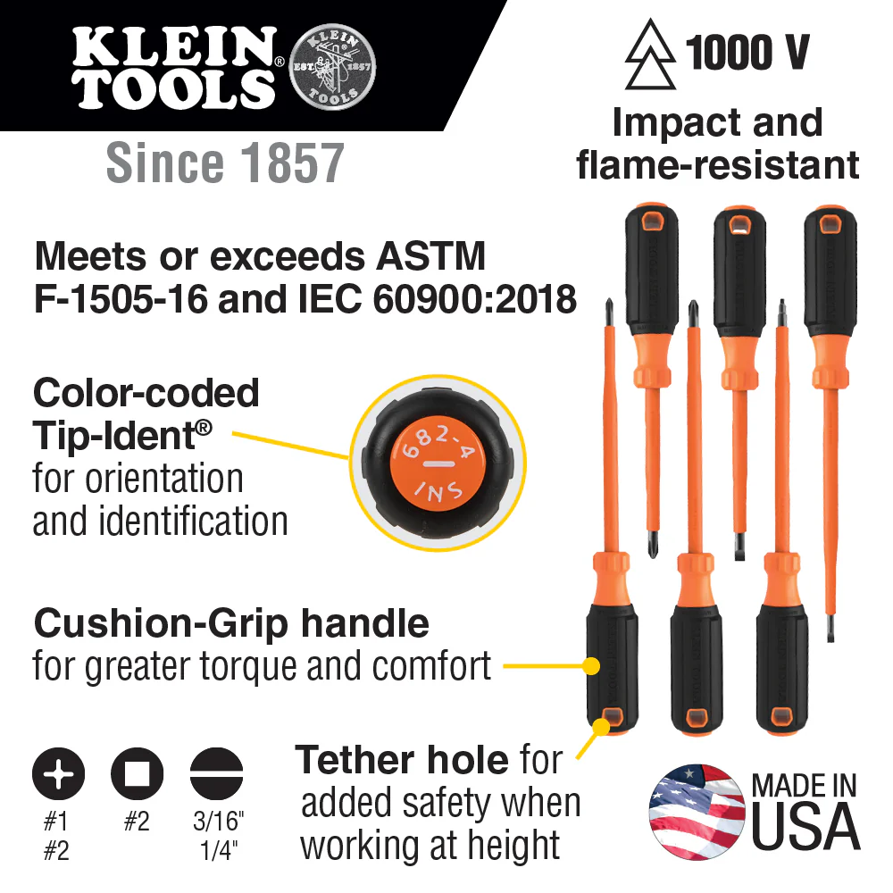 Klein 85076INS 6-Piece 1000V Insulated Screwdriver Set - Image 10