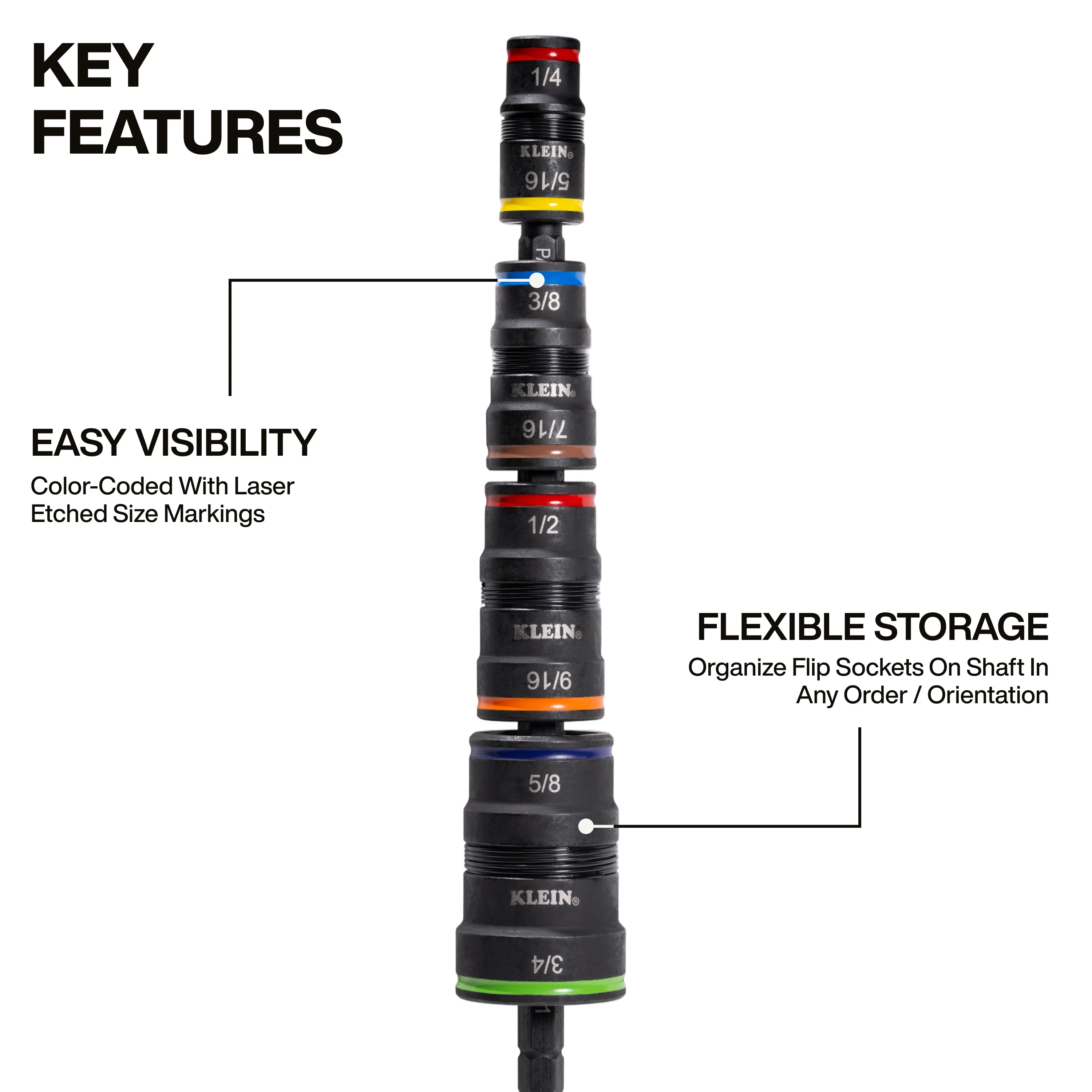 Klein 32934 9-In-1 Impact Rated Flip Socket Set - Image 3