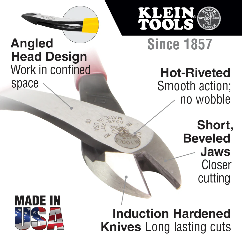 Klein D2000-48 Diagonal Cutting Pliers Angled Head 8 in. - Image 8