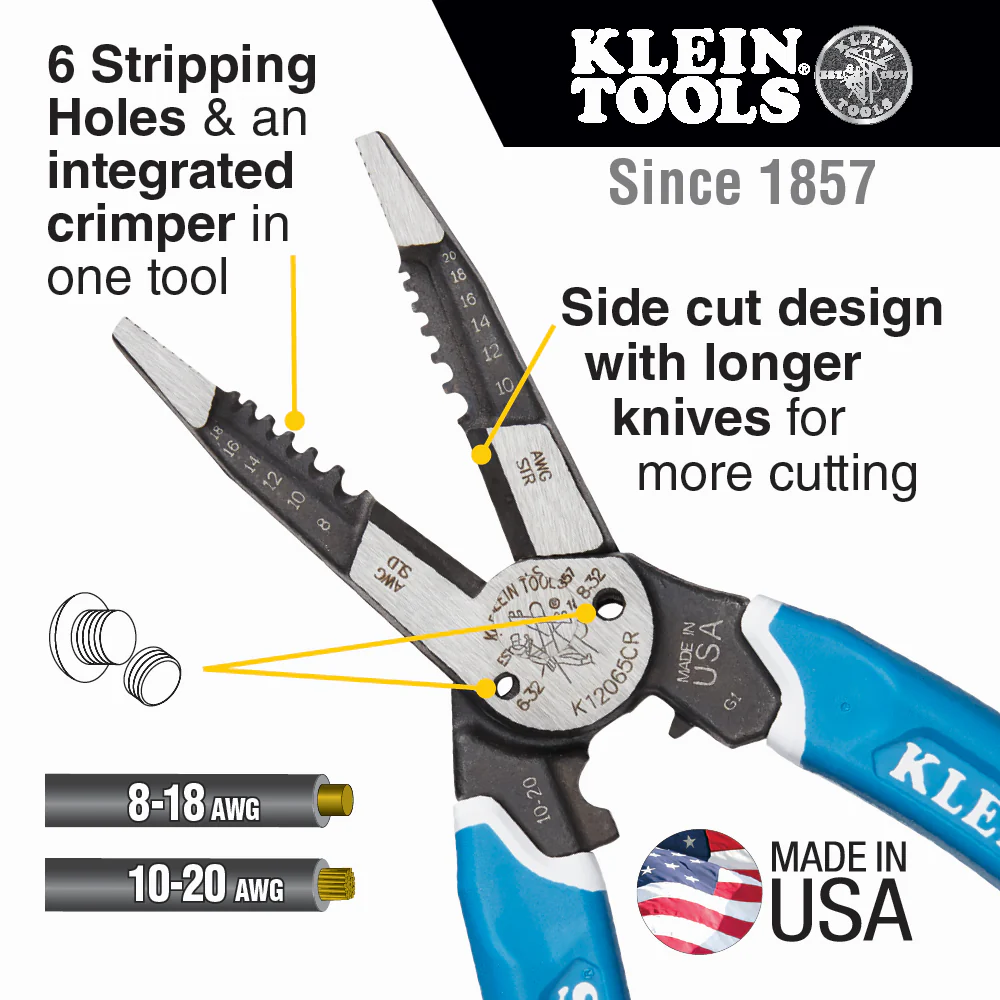 Klein K12065CR Kurve Wire Stripper/Cutter/Crimper 8-20 Awg - Image 10