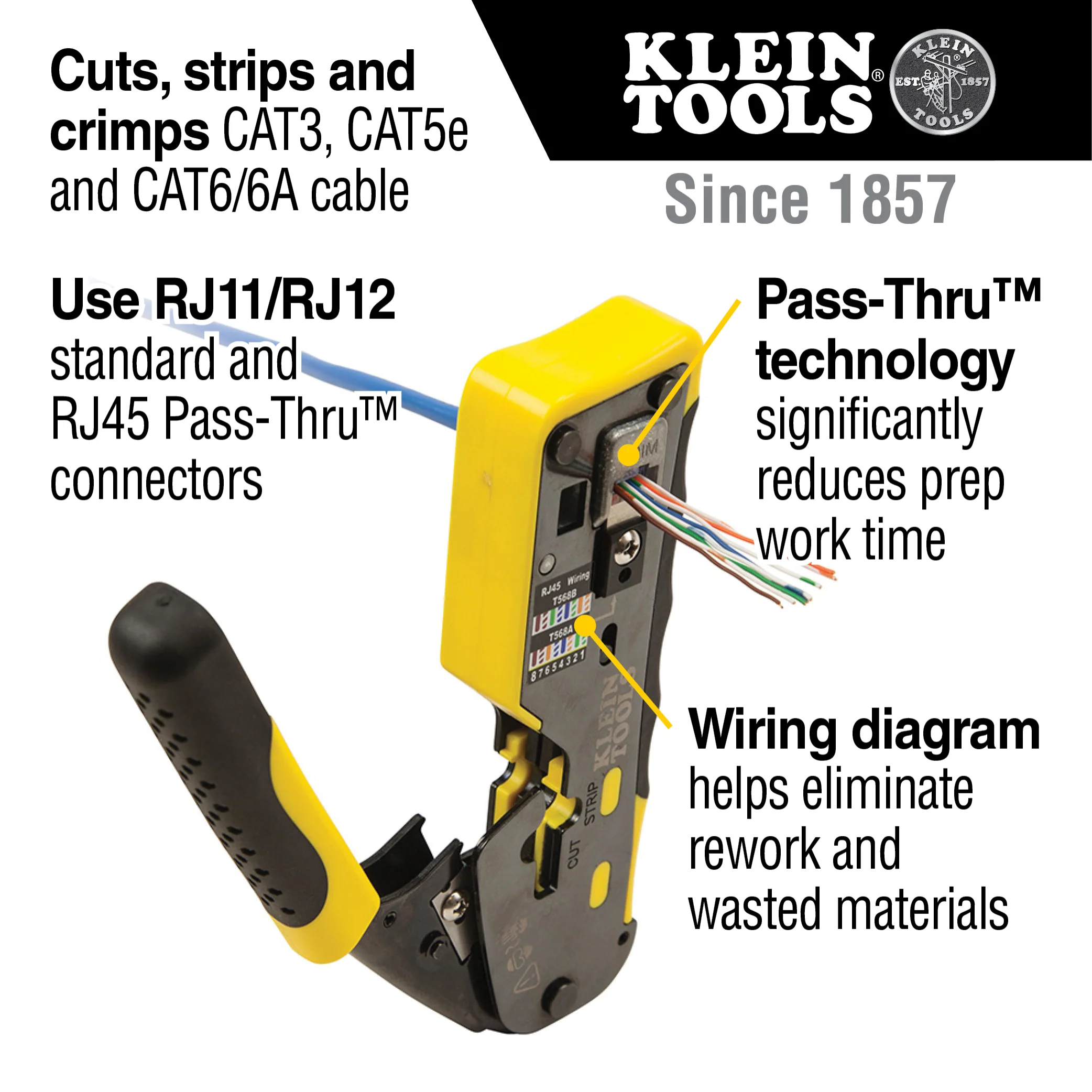 Klein VDV226-110 Ratcheting Ethernet Cable Crimper/Stripper/Cutter for Pass-Thru - Image 10