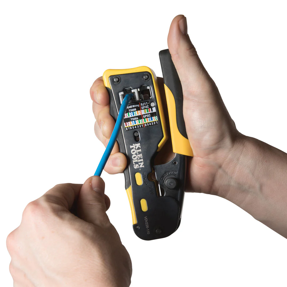 Klein VDV226-110 Ratcheting Ethernet Cable Crimper/Stripper/Cutter for Pass-Thru - Image 7