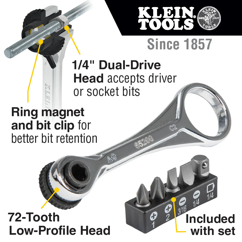 Klein 65200 Slim-Profile Mini Ratchet Set 5-Piece - Image 11