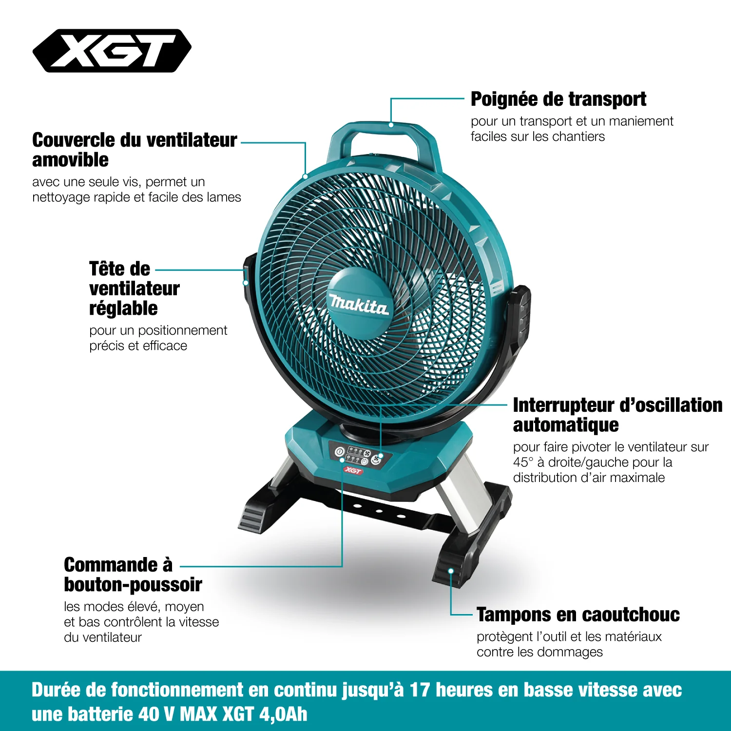 MAKITA CF002GZ 40V Max XGT
  13 in. Fan, Tool Only - Image 3