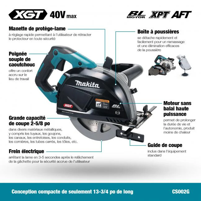 MAKITA
  CS002GZ 40V Max XGT BL 7-1/4 in. Metal Cutting Circular Saw, Tool Only - Image 20