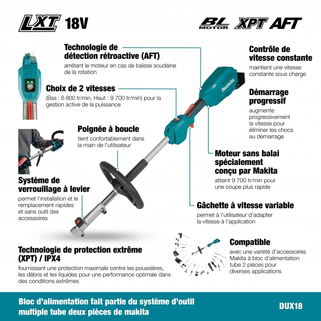 MAKITA DUX18Z 18V LXT Brushless Split Shaft Power Unit, Tool Only - Image 4