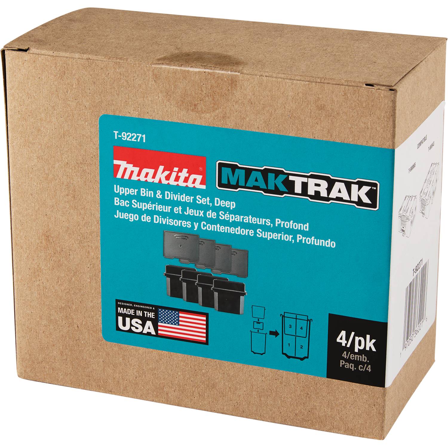 Makita Maktrak™ T-92271 4Pc Deep Standard Upper Bin and Divider Set (For T-90043/T-90065) - Image 9