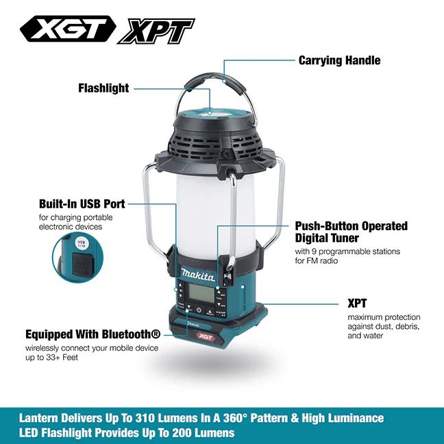 MAKITA MR010G 40V max XGT
  Cordless Lantern Radio w/Bluetooth, XPT & Flashlight (Tool Only) - Image 3