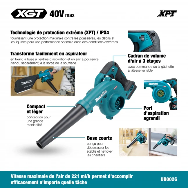 MAKITA
  UB002GZ 40V Max XGT 127CFM Blower, Tool Only - Image 3