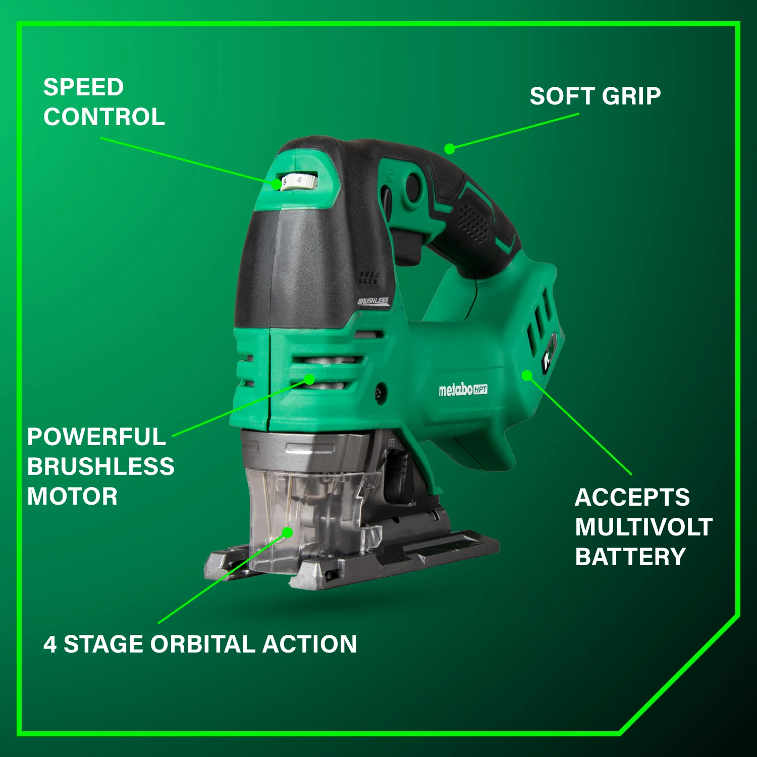 Metabo HPT CJ36DAQ4M 36-Volt MultiVolt Cordless/Corded Brushless Jig Saw (Tool Only) - Image 3