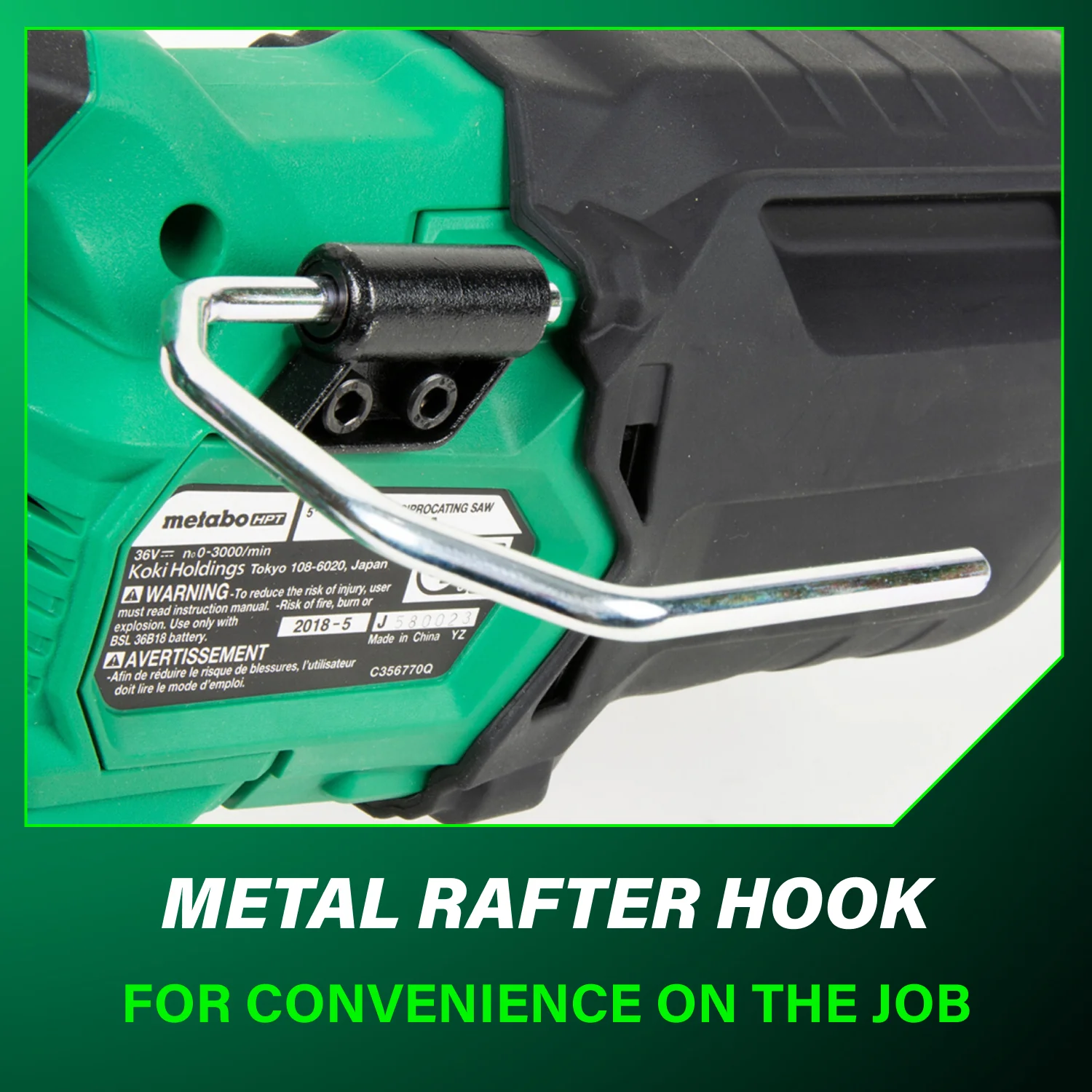 Metabo HPT CR36DAQ4M 36-Volt MultiVolt 1-1/4 in. Stroke Brushless Reciprocating Saw (Tool Only) - Image 9