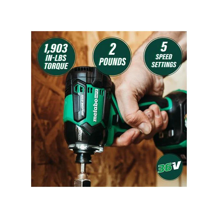 Metabo-HTP WH36DCQ4M 36V MV 1/4in Triple Hammer Impact Driver (Tool Only) - Image 4