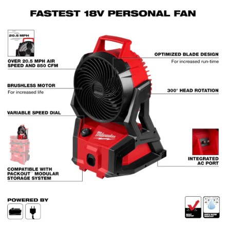Milwaukee M18™ 0818-20 Brushless PACKOUT™ Fan - Image 2