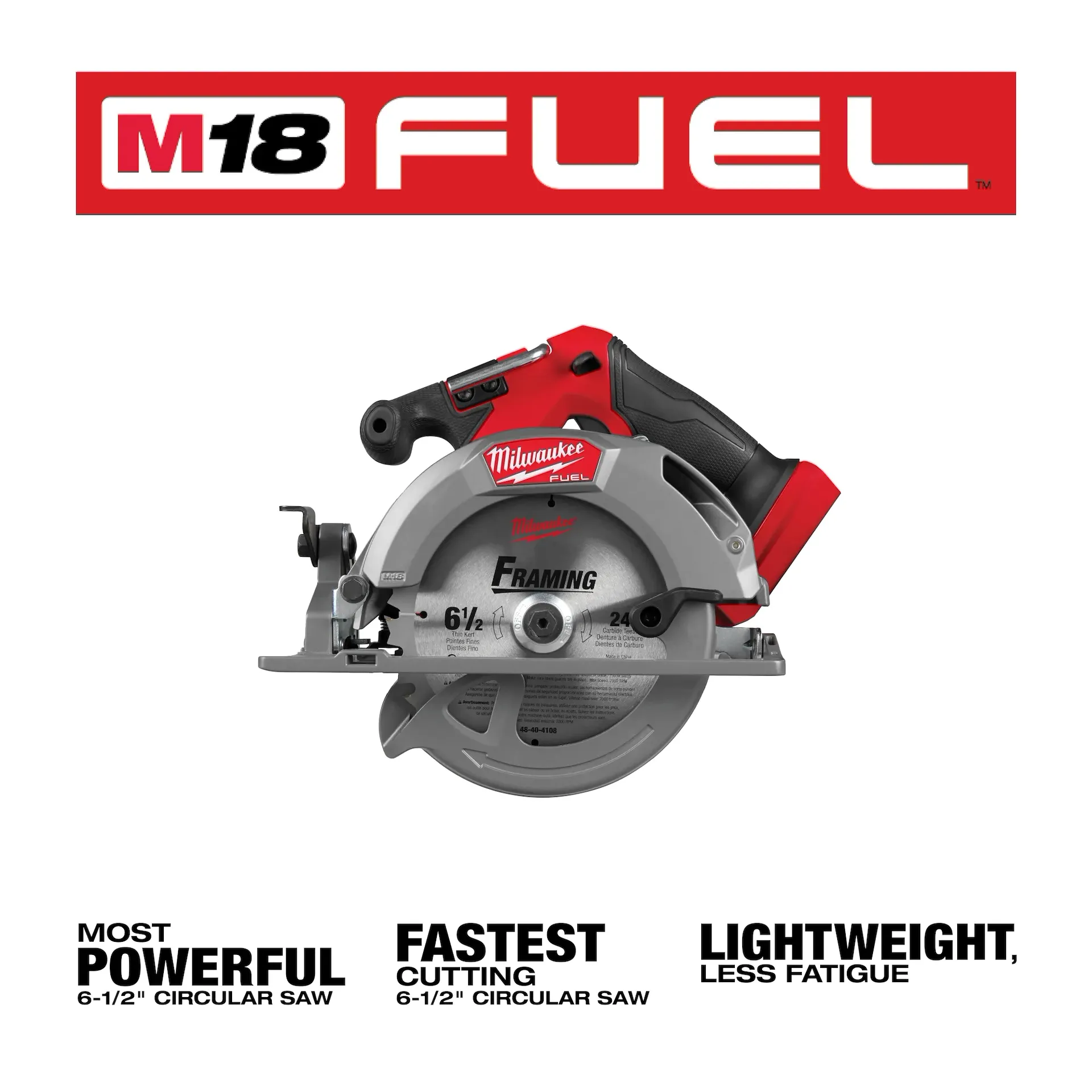 Milwaukee 2833-20 6-1/2 in 6000 rpm Cast Aluminum Cordless Circular Saw (Tool Only) - Image 3