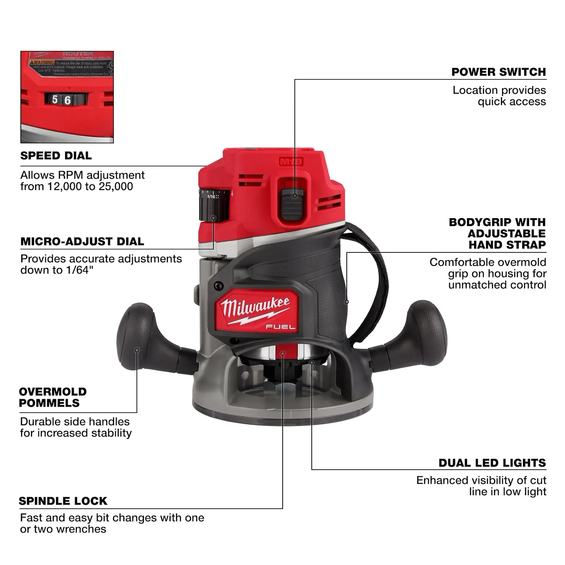 Milwaukee 2838-20 M18 Fuel Router Bare 1/2 in. - Image 4