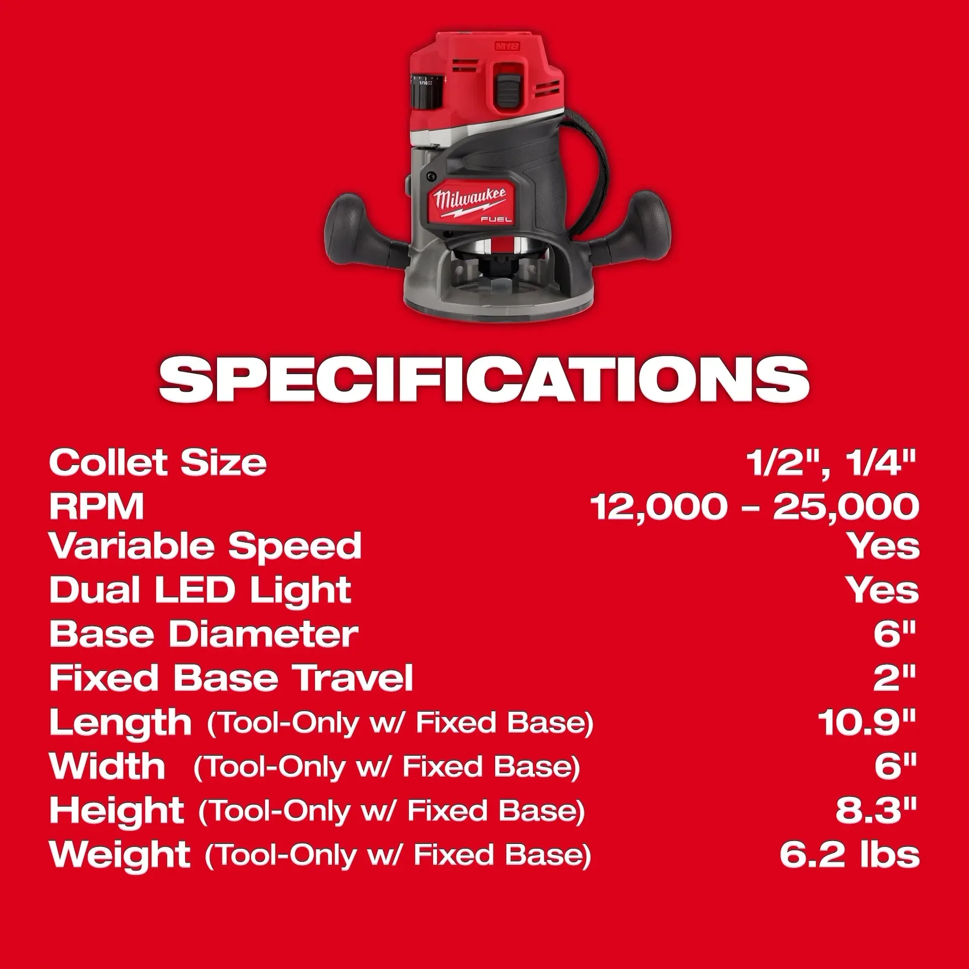 Milwaukee 2838-20 M18 Fuel Router Bare 1/2 in. - Image 8