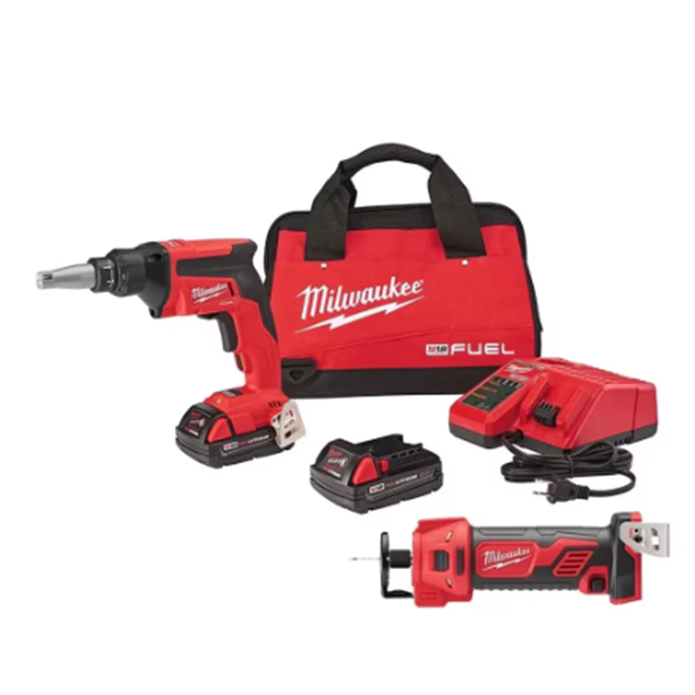 Milwaukee 2866-22CTP M18 FUEL 18V Drywall Screw Gun with M18 Cutout Tool Kit 2 x 2.0 Ah