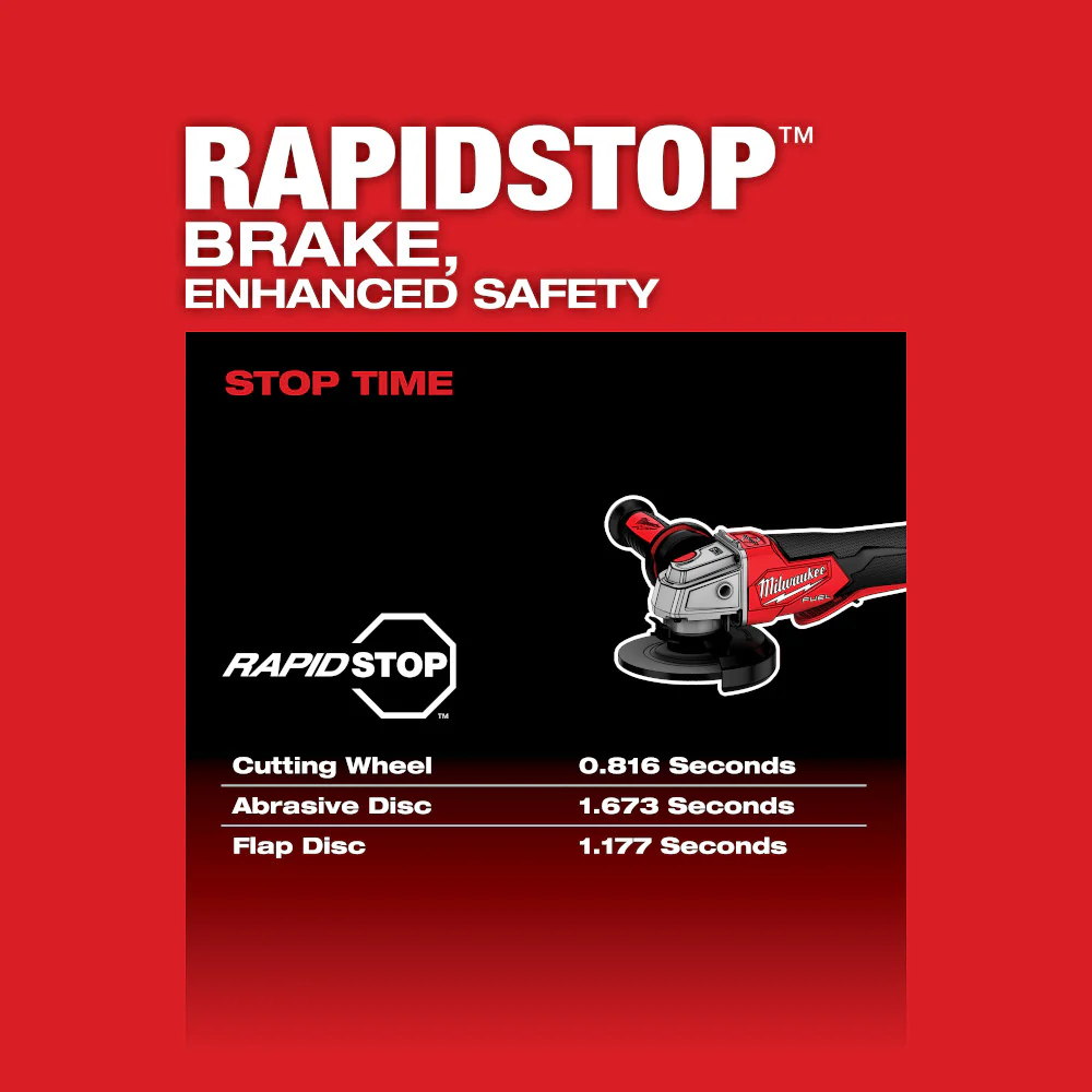 MILWAUKEE 2888-20 M18 FUEL VS, BRAKING GRINDER, PADDLE BARE  5 Inches - Image 5
