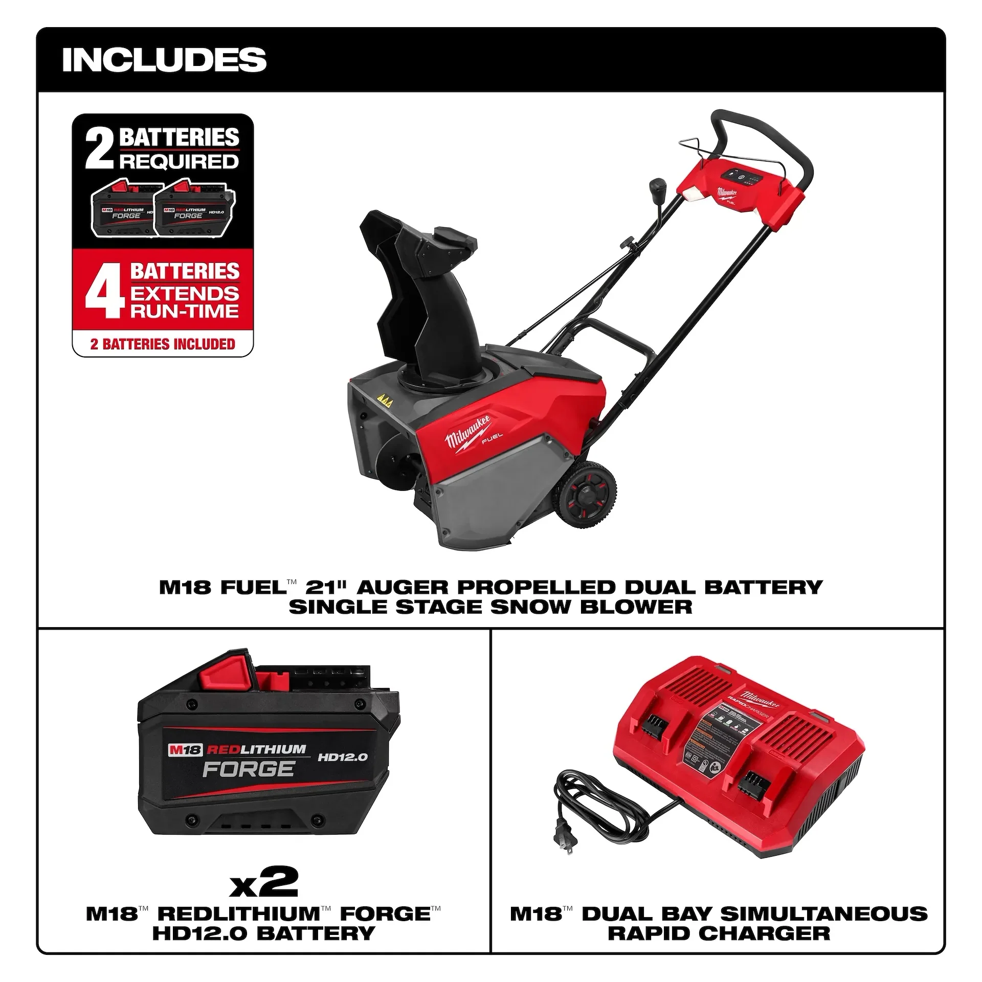 Milwaukee 3036-22HD M18 Fuel 21 Inches Single Stage Snow blower Kit 12.0Ah - Image 5