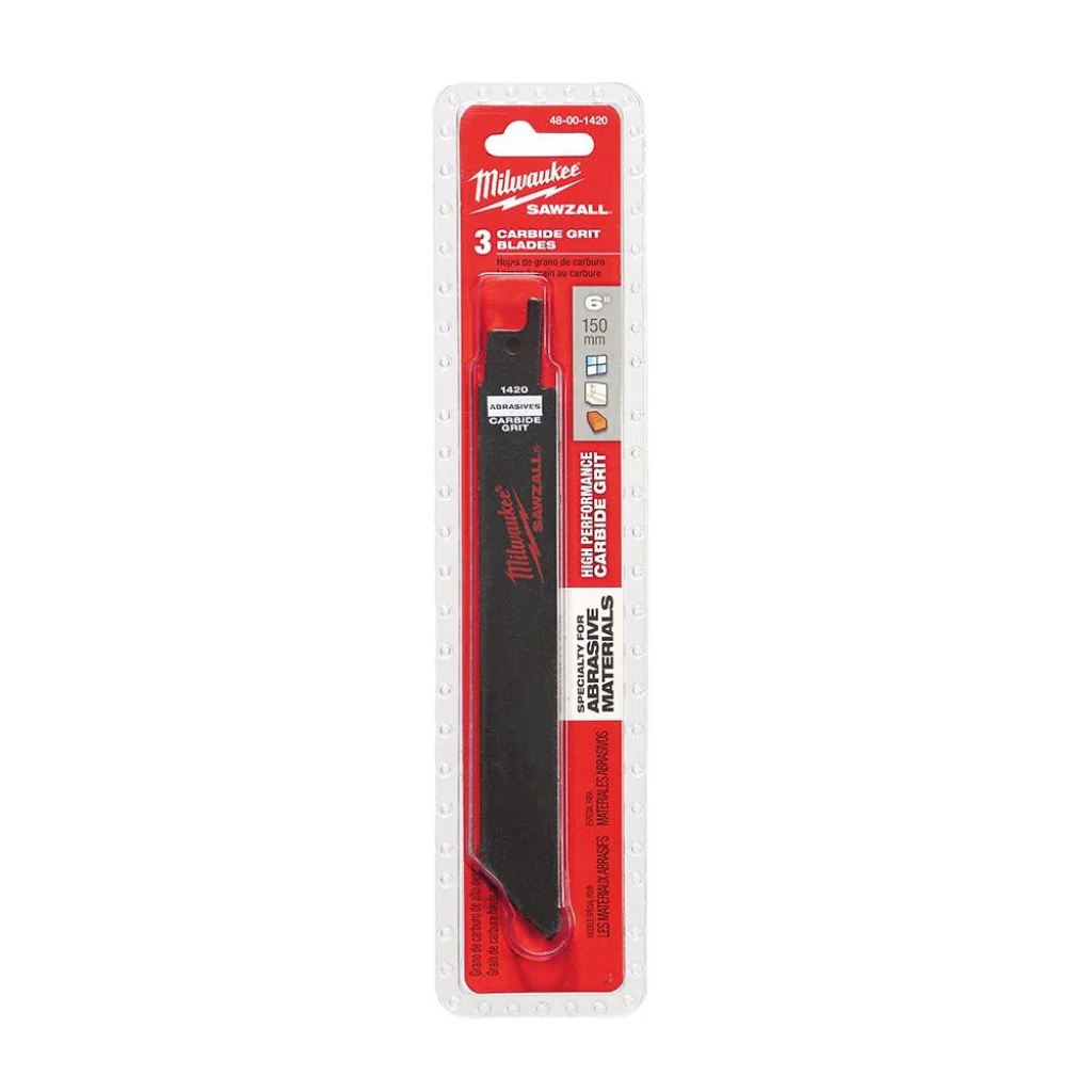 MILWAUKEE 48-00-1420 6" Carbide Grit Sawzall Blade (3 pk)