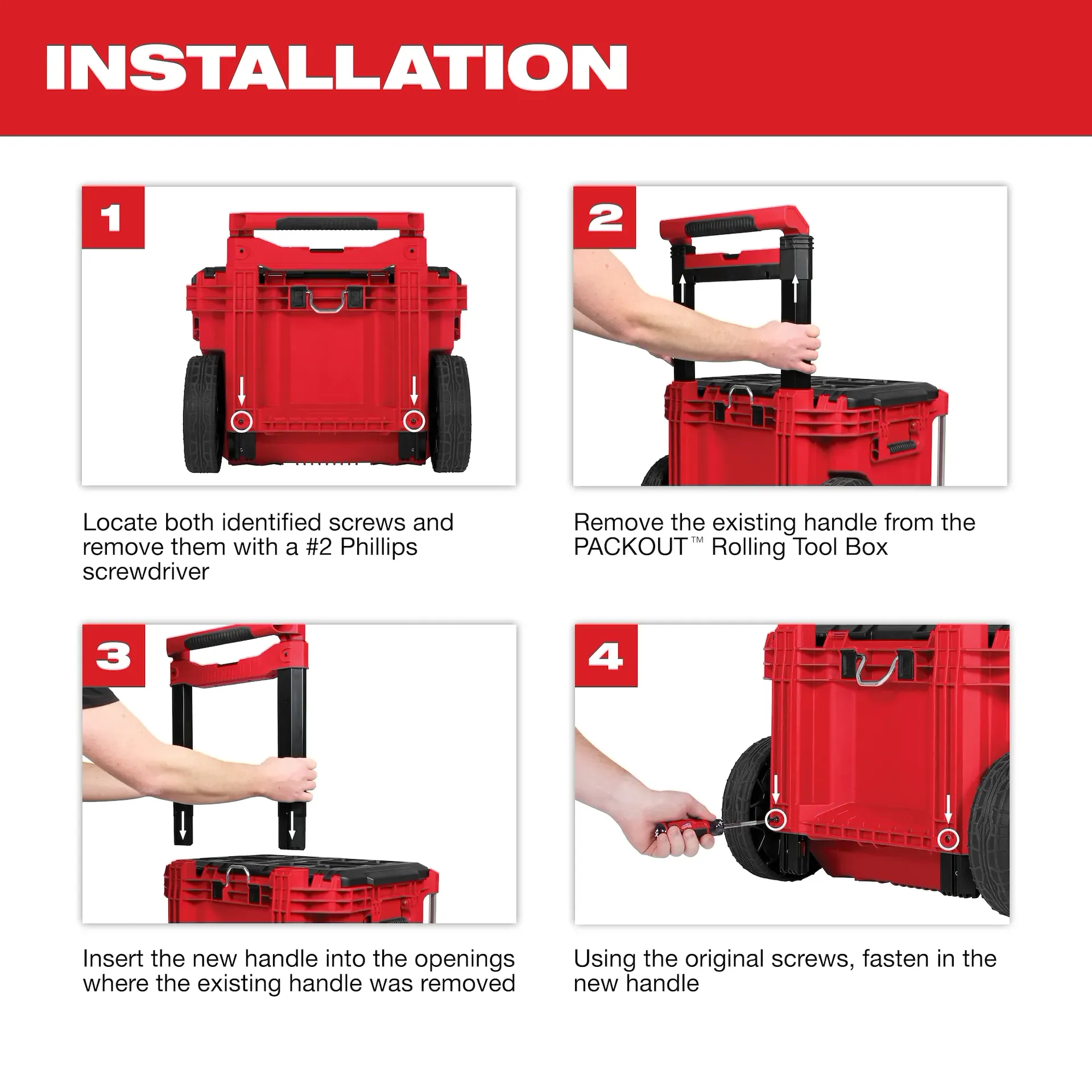 Milwaukee 48-22-8027 PACKOUT™ 19.75 in 18.6 in 250 lb Low-Profile Handle - Image 4