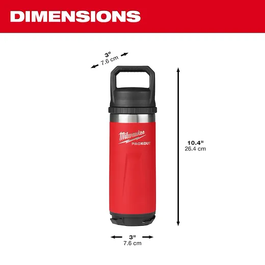 Milwaukee 48-22-8382R PACKOUT™ 18 oz 18/8 Stainless Steel Red Insulated Bottle with Chug Lid - Image 4