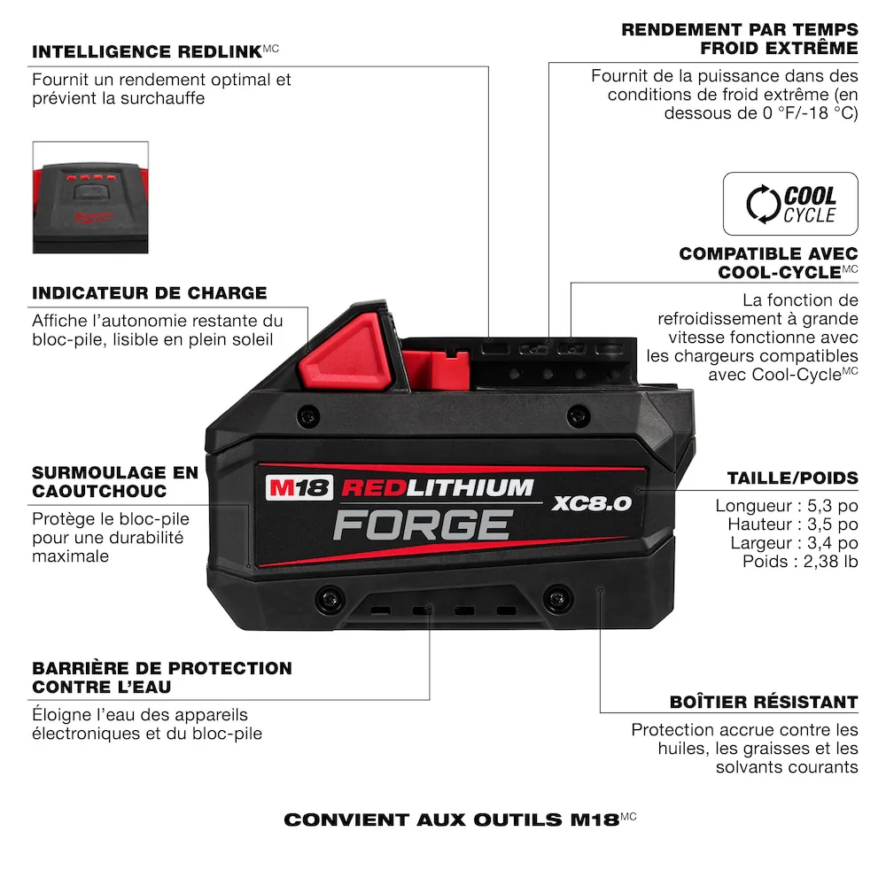MILWAUKEE 48-59-1881 M18™ REDLITHIUM™ FORGE™ XC8.0 Starter Kit - Image 8