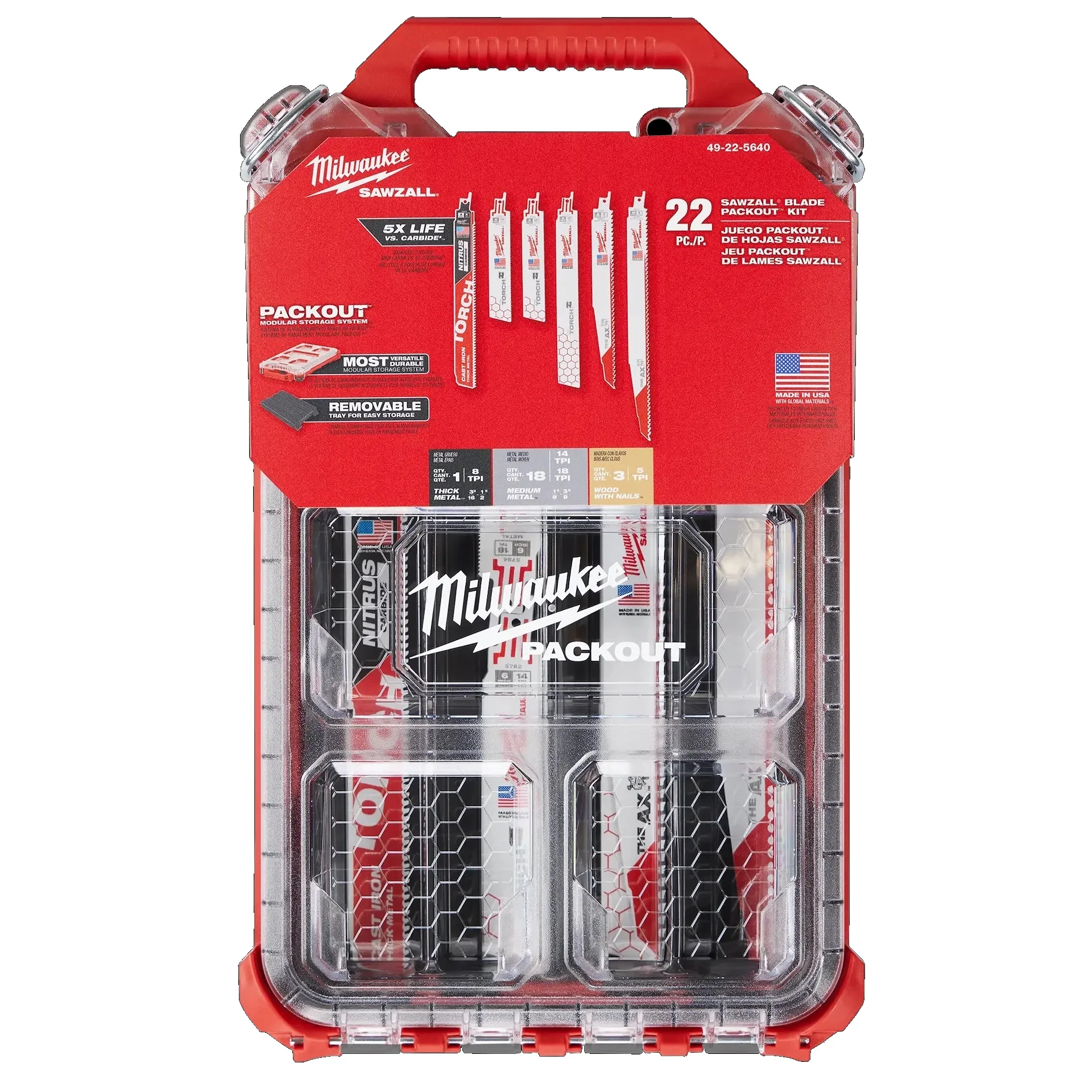Milwaukee 49-22-5640 Packout Sawzall Blade Set 22Pc - Image 12