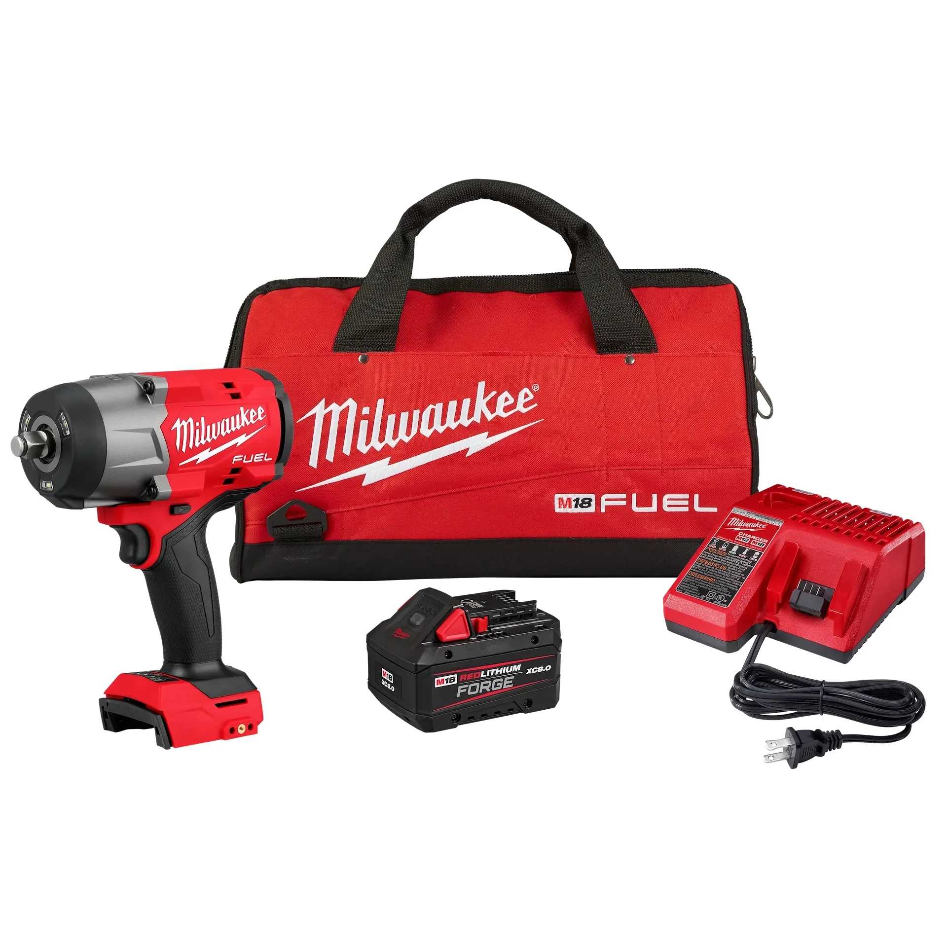 Milwaukee M18 FUEL 18V 1/2 in. High Torque Impact Wrench w/ Friction Ring Kit w/ FORGE 8.0 Battery