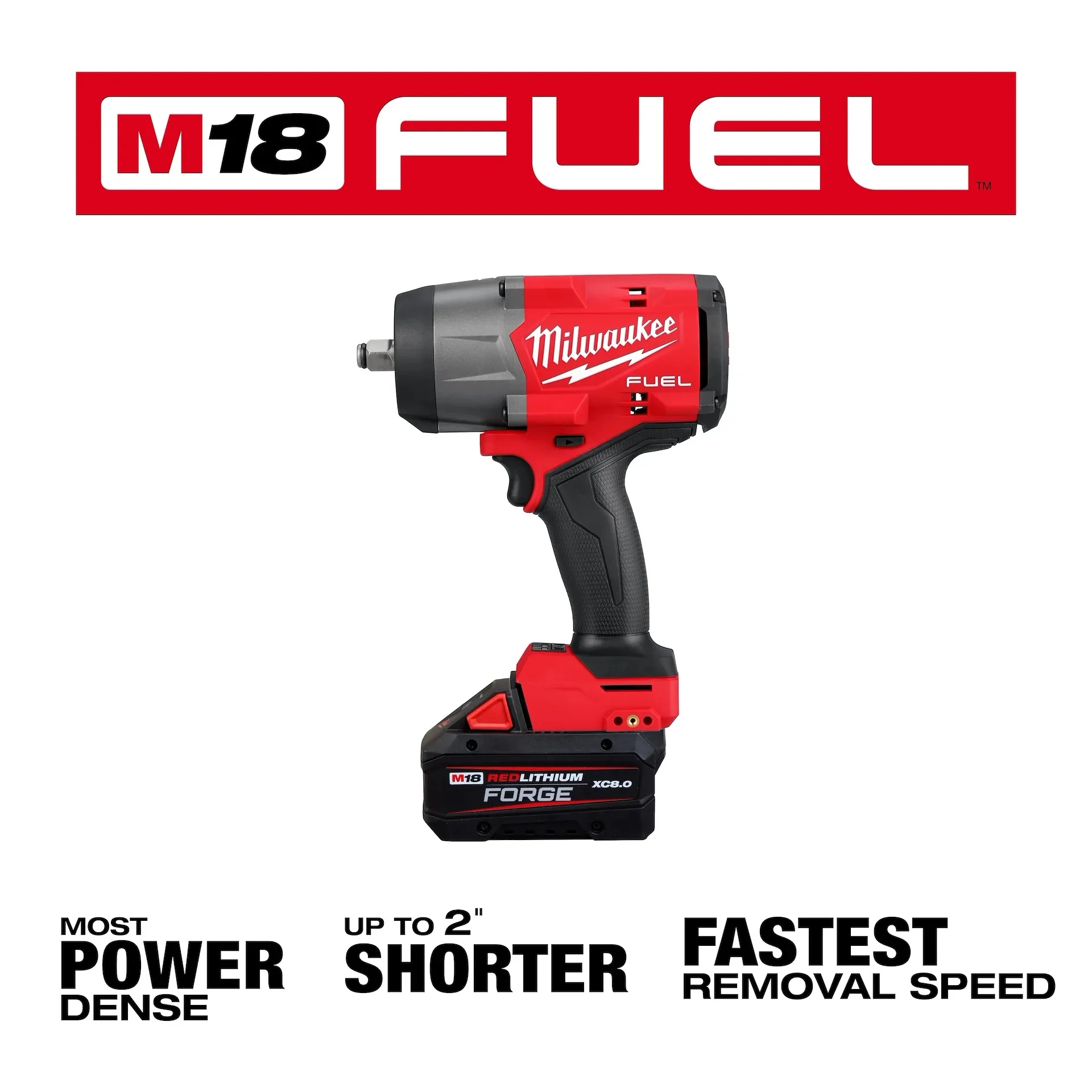 Milwaukee M18 FUEL 18V 1/2 in. High Torque Impact Wrench w/ Friction Ring Kit w/ FORGE 8.0 Battery - Image 2