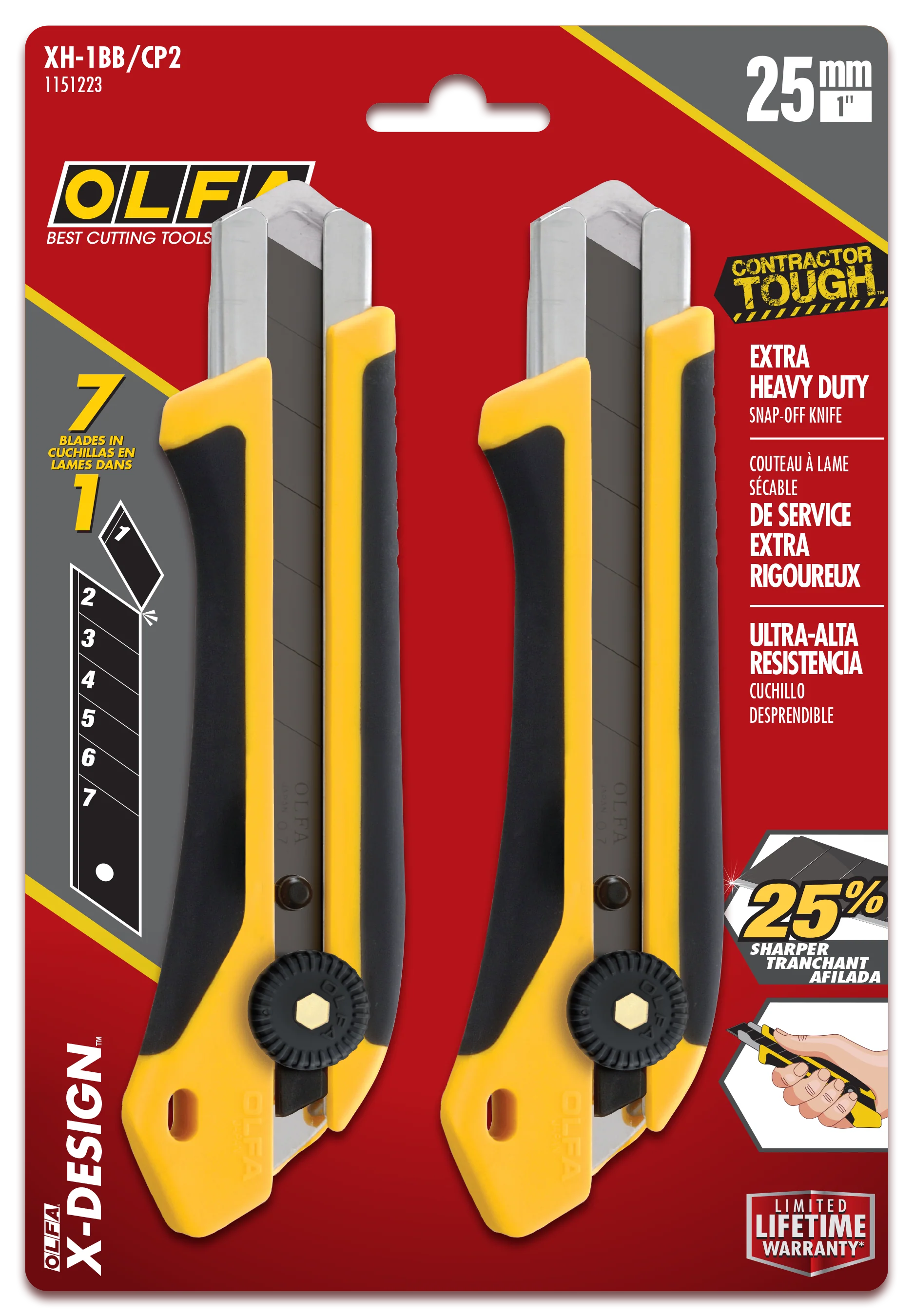 Olfa Ratchet Lock Utility Knife 25mm 2 Pack - Image 2