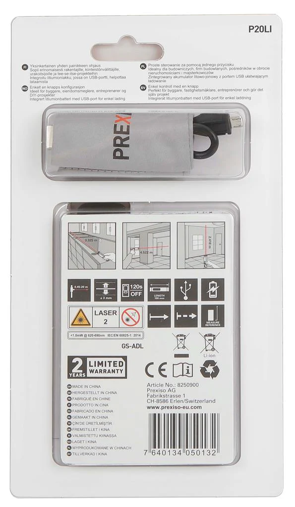 Prexiso 20m / 65 ft. Rechargable Pocket Laser Distance Measure - Image 5