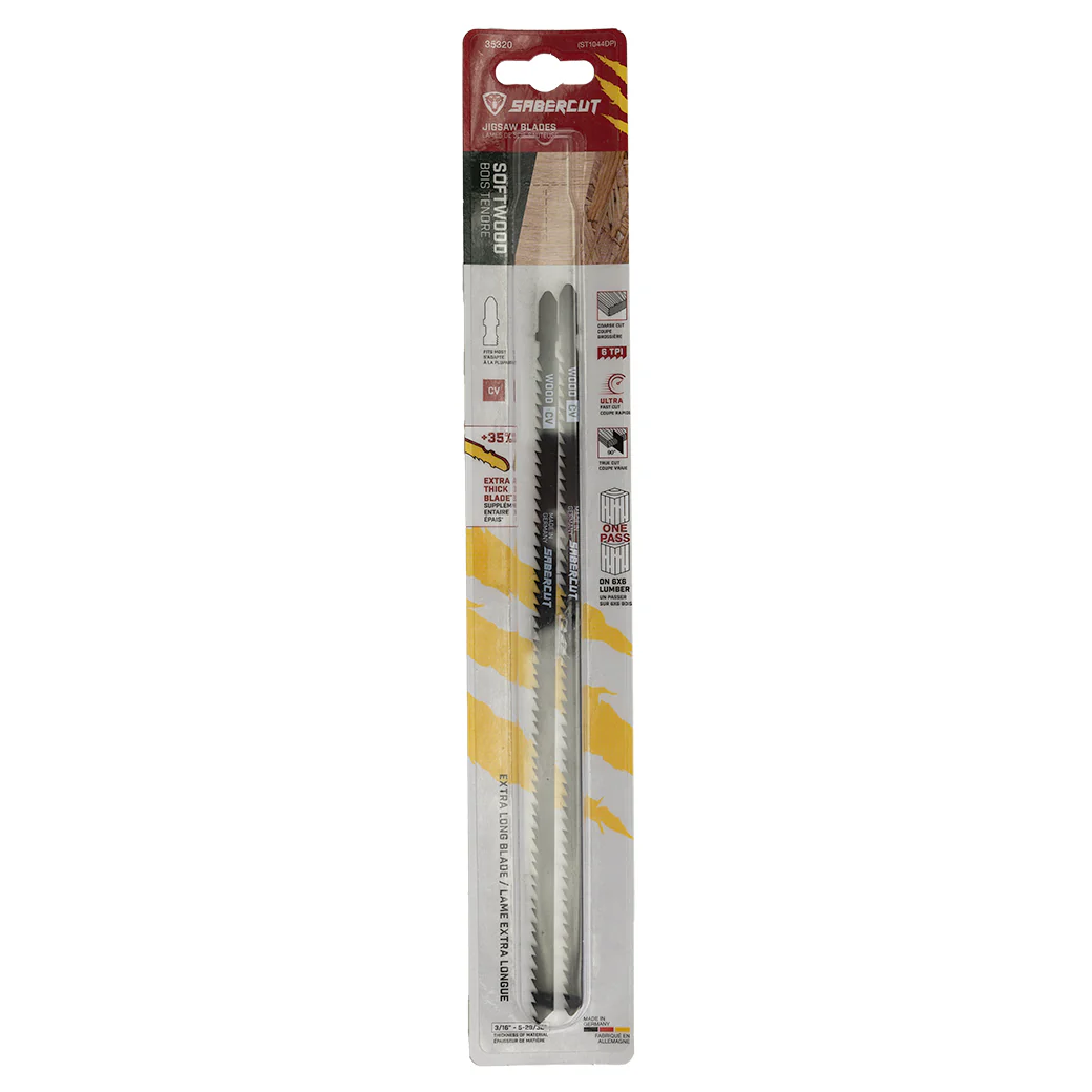 Sabercut 10 in. x 6TPI Thick Kerf, Extra Long T-Shank Jigsaw Blade for Ultra-Fast on Wood (2-pack) - Image 2
