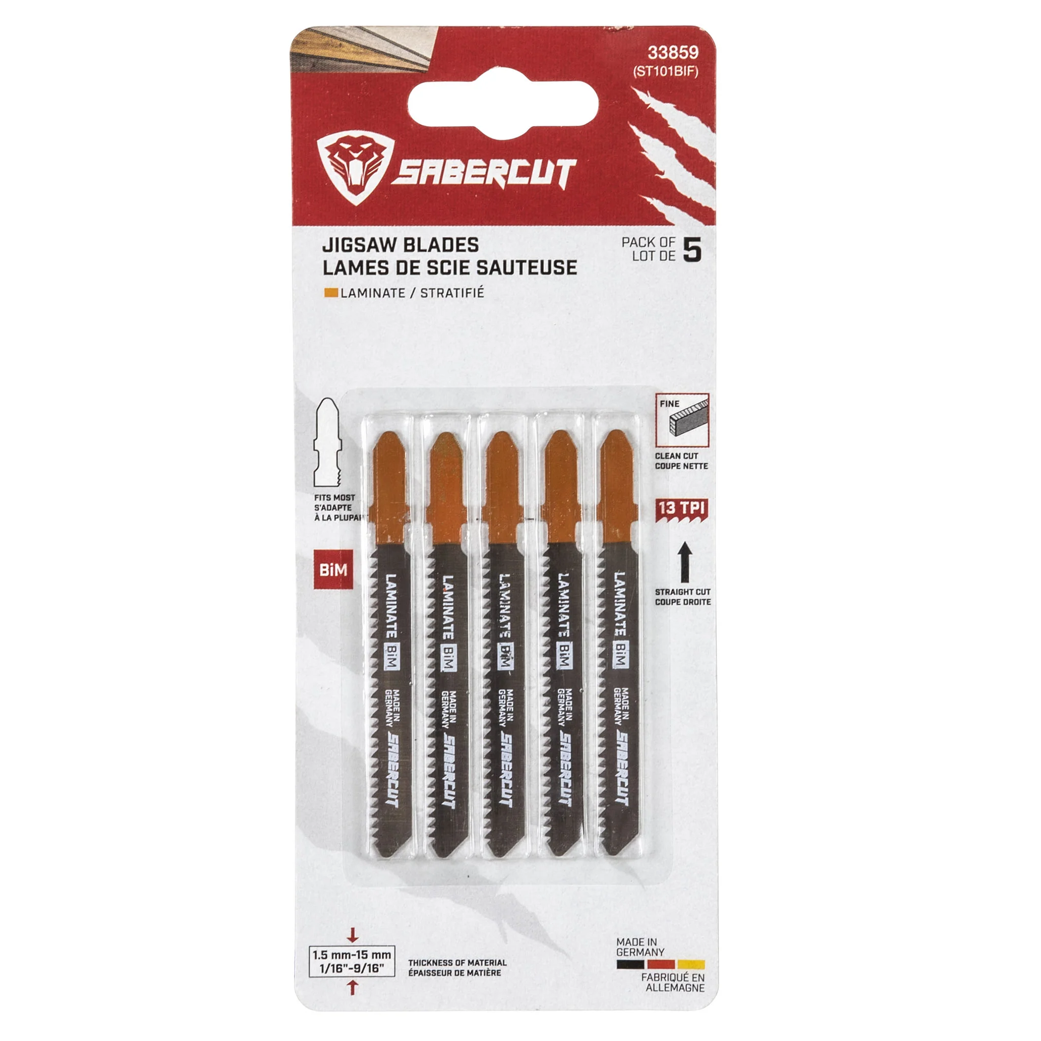 Sabercut 3-5/32 in. x 13T BIM Laminate Jigsaw Blade (5-pack) - Image 2