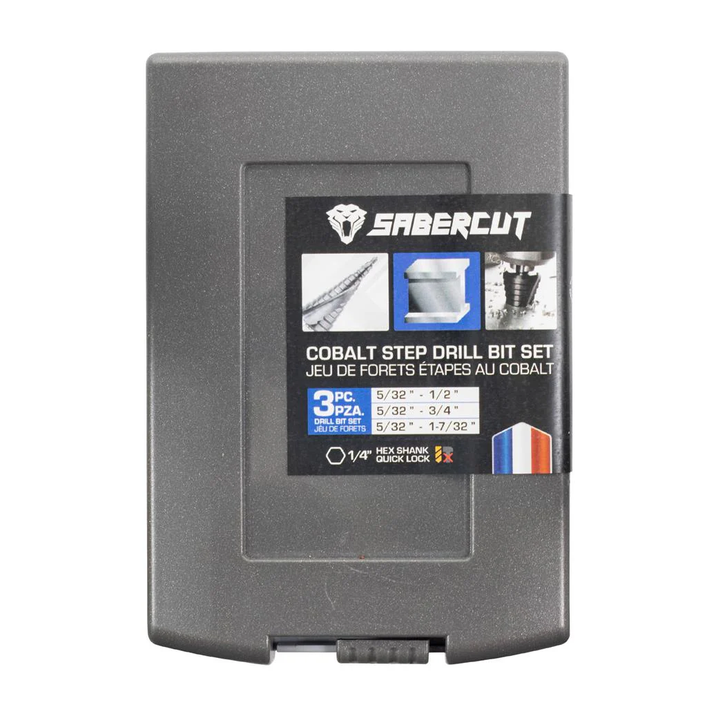SaberCut 5/32" - 1-7/32" Cobalt Step Drill Bit Set (3-Pieces) - Image 4