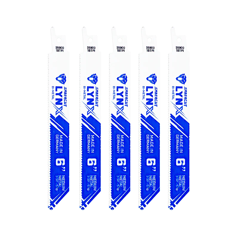 Sabercut Lynx 6 in. x 18TPI BiM Reciprocating Saw Blade For Medium Thickness Metal (5-Pack)