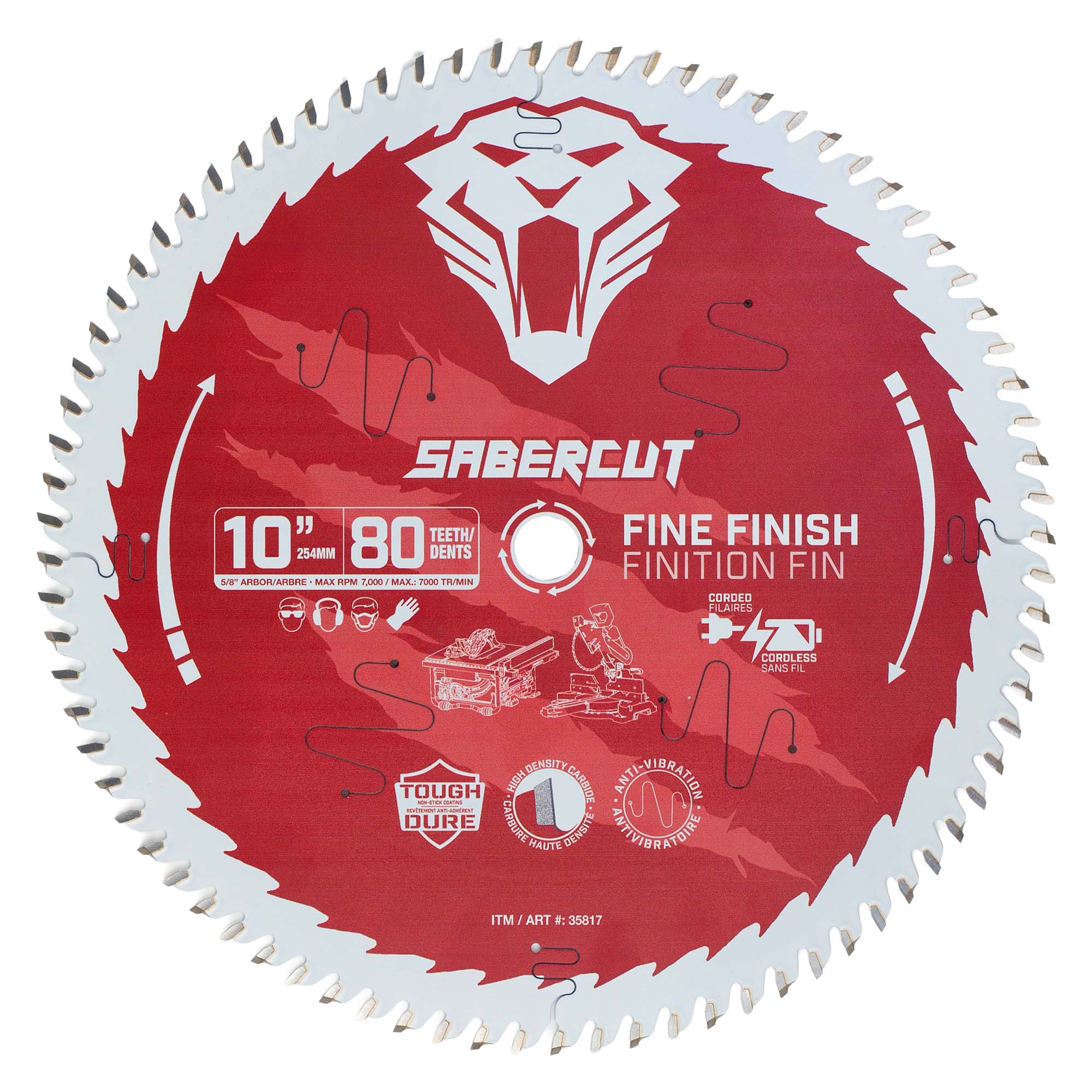 Sabercut Red Label 10 in. x 80 Tooth Fine Finish Wood Saw Blade